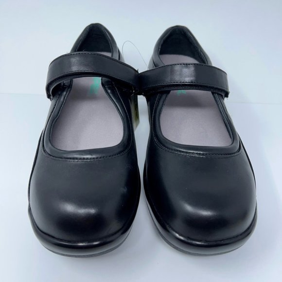 Apex Womens Ambulator Mary Janes Shoes Black Leather Hook & Loop Strap 9.5W New - Picture 4 of 12